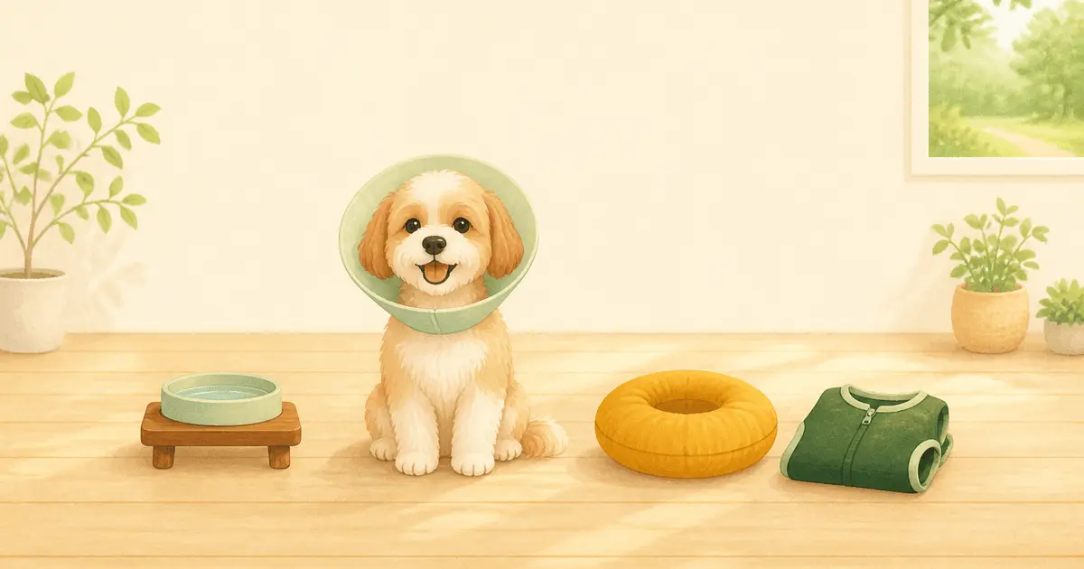 犬のエリザベスカラーと術後服(術後ウェア)の選び方｜7タイプ比較と、傷の部位・性格から決めるコツ